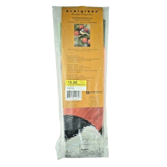 Evergreen Enterprises Chickadee on Apple Satin Reflections Flag 29 x 43 New - Picture 3 of 4